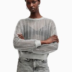 All Saints Metallic Gray Knit Top NWT